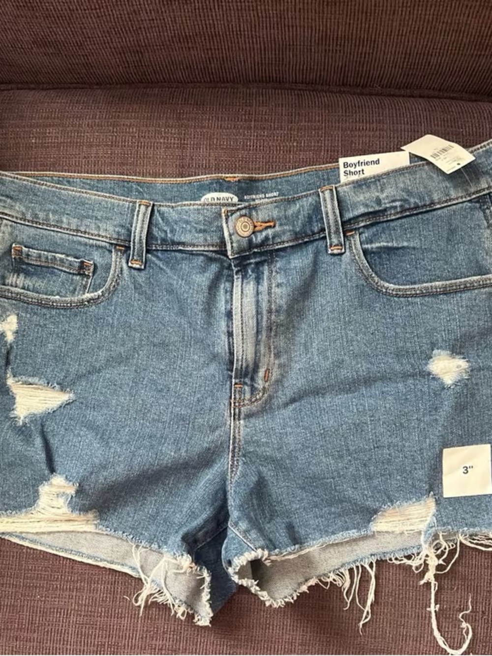 Old Navy Women's Distressed Boyfriend Denim Shorts - Blue